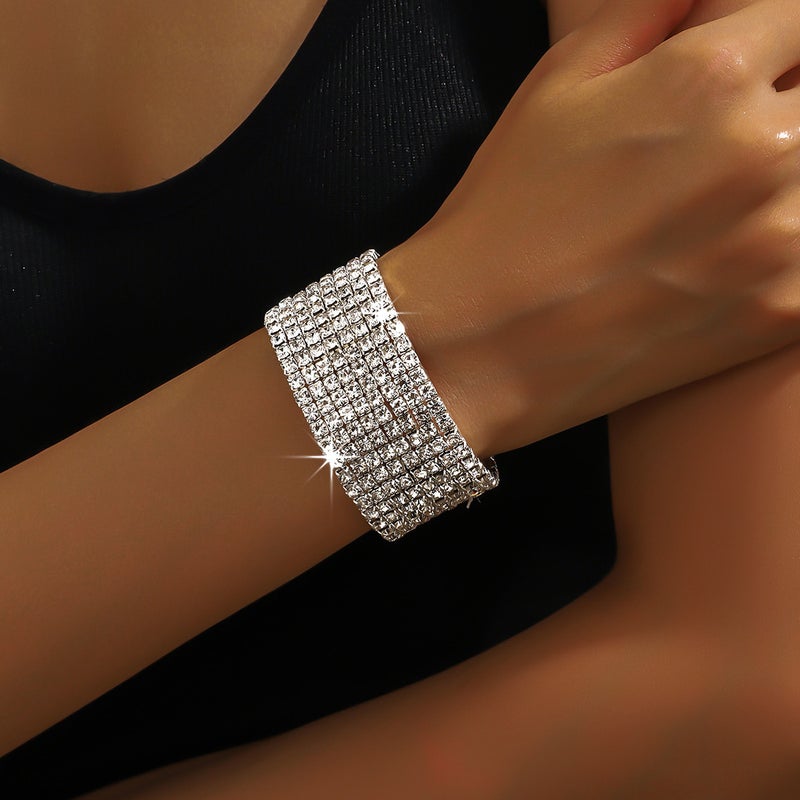 Source Fashion Claw Chain Ring Rhinestone Necklace Earrings Suit Dinner Dress Clavicle Chain Necklace Women - Image 3